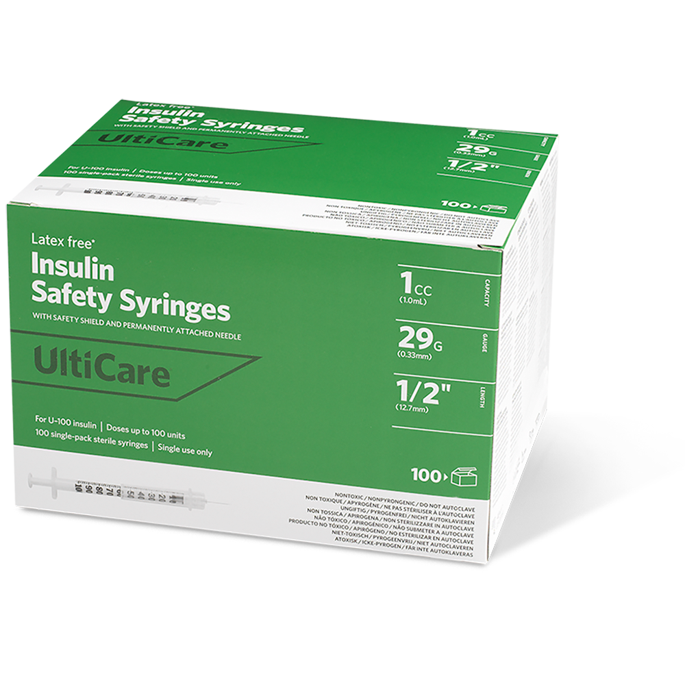 Syringe 1cc Insulin w/Fixed Needle Safety UltiCa .. .  .  